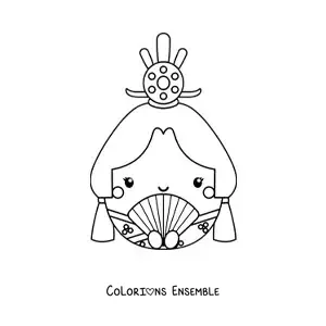Image à colorier d'une poupée japonaise en style animé