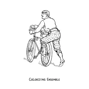 Image à colorier d'un homme à vélo