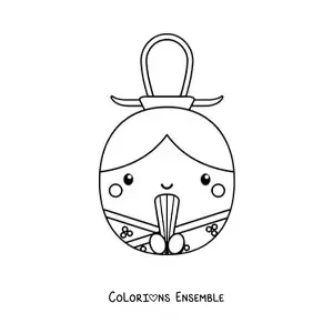 Image à colorier d'une poupée japonaise facile