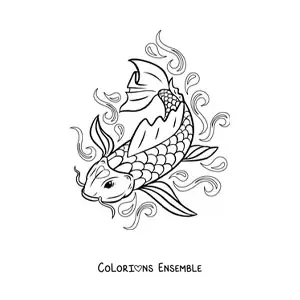 Image à colorier d'un poisson koï