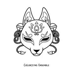 Image à colorier d'un masque de kitsune