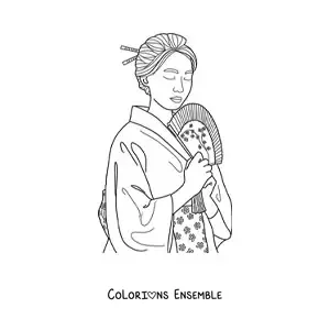 Image à colorier d'une femme japonaise