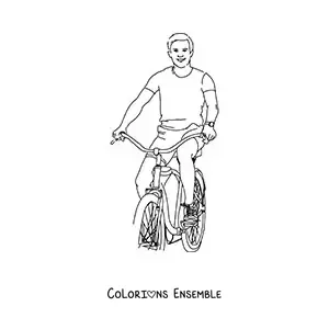 Image à colorier d'un homme à vélo