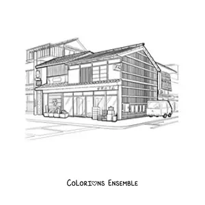 Image à colorier d'architecture japonaise