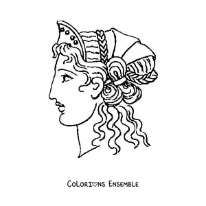 Image à colorier d'une femme de la Grèce antique