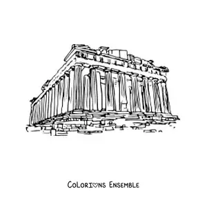 Image à colorier d'un Parthénon grec réaliste