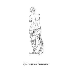 Image à colorier d'une sculpture grecque