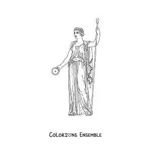 Image à colorier d'une femme grecque de l'Antiquité