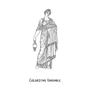 Image à colorier d'une femme de la civilisation grecque