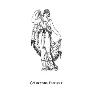 Image à colorier d'une femme en tenue grecque antique