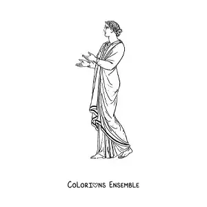 Image à colorier d'une tenue de la culture grecque