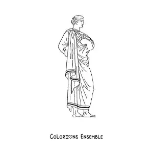 Image à colorier d'un homme de la civilisation grecque