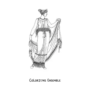 Image à colorier d'une tenue grecque antique