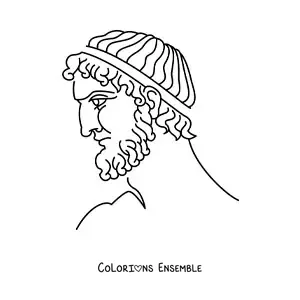 Image à colorier d'un visage d'homme grec