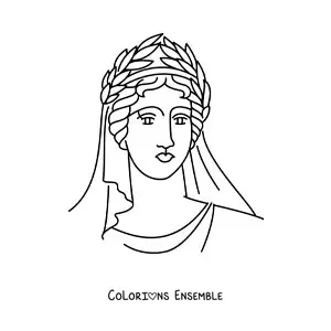 Image à colorier d'une femme grecque avec une couronne de laurier