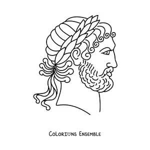 Image à colorier d'une femme grecque avec une couronne de laurier
