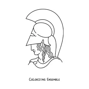 Image à colorier d'un soldat grec avec un casque