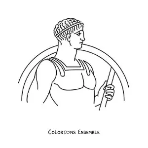 Image à colorier d'un soldat grec