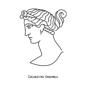 Image à colorier d'une sculpture d'un visage grec