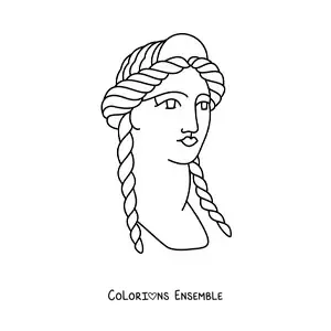 Image à colorier d'un visage de la Grèce antique