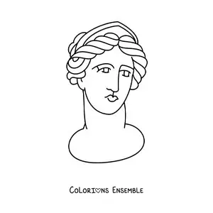 Image à colorier d'une sculpture grecque d'une femme