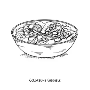 Image à colorier d'un plat de la gastronomie grecque