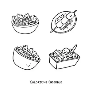Image à colorier de plats traditionnels de la culture grecque