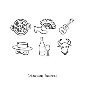 Image à colorier de traditions espagnoles animées