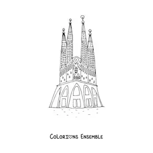 Image à colorier de la Sagrada Familia