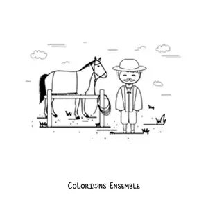 Image à colorier d’un gaucho argentin animé