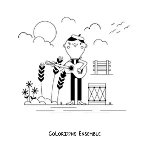 Image à colorier de musique traditionnelle argentine