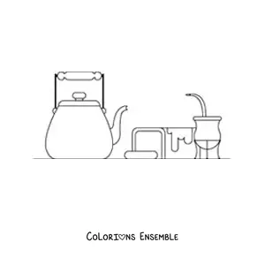 Image à colorier d’un maté traditionnel argentin