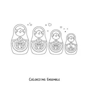 Image à colorier de poupées russes animées
