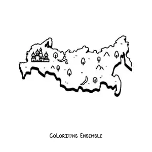 Image à colorier d’une carte de la Russie animée