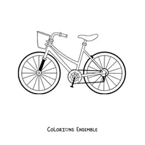 Image à colorier d'un vélo avec un panier