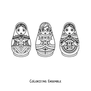 Image à colorier de matriochkas russes