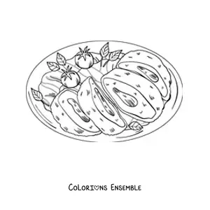 Image à colorier d’un plat traditionnel russe