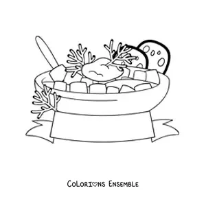 Image à colorier d’un plat de la gastronomie russe