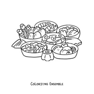 Image à colorier de cuisine typique de Russie