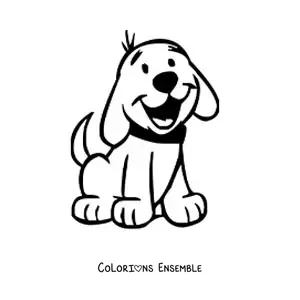 Image à colorier d’un chien tout content assis