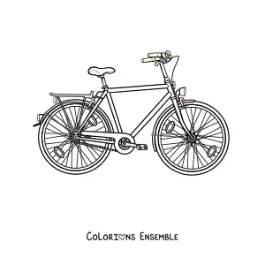 Image à colorier d'un vélo avec une lumière