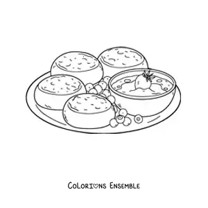 Image à colorier d’un dessert traditionnel de Russie