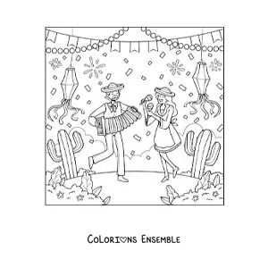 Image à colorier des fêtes de juin du Brésil