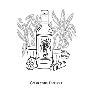 Image à colorier d’une boisson traditionnelle du Brésil