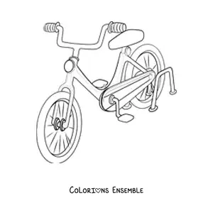 Image à colorier d'un vélo avec une lumière