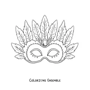 Image à colorier d’un masque du Carnaval du Brésil