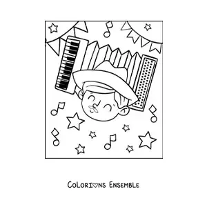 Image à colorier d’un garçon du Brésil célébrant les fêtes de juin