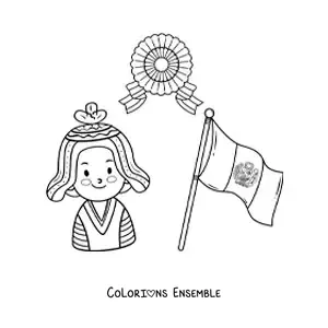 Image à colorier d’un garçon avec le drapeau du Pérou