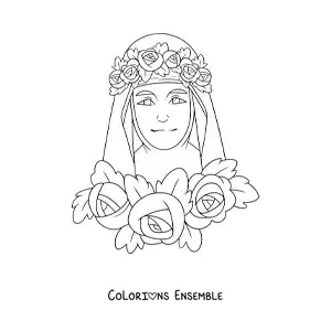 Image à colorier de sainte Rose de Lima
