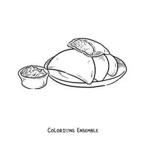Image à colorier d’un plat traditionnel du Venezuela